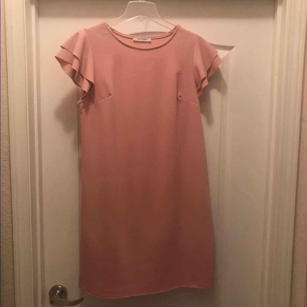 Ces Femme Blush pink ruffle sleeve dress